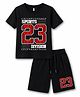 KAVEE 100% Cotton Knit Half Sleeves 23 Number Printed Tee & Shorts Set - Black