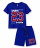 KAVEE 100% Cotton Knit Half Sleeves 23 Number Printed Tee & Shorts Set - Royal Blue