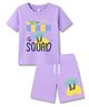 KAVEE 100% Cotton Knit Half Sleeves Tropical Theme Printed Tee & Shorts Set - Lavender