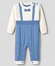 Babyhug Knit Full Sleeves Winter Wear Romper With Bow Applique - Blue