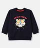 Zero Looper Knit Full Sleeves Sweatshirt With Tiger & Text Print - Navy Blue
