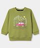 Zero Looper Knit Full Sleeves Sweatshirt With Car Print - Green