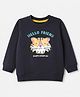 Zero Looper Knit Full Sleeves Sweatshirt With Tiger & Text Print - Grey