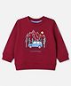 Zero Looper Knit Full Sleeves Sweatshirt With Car Print - Red