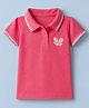 Babyhug Cotton Blend Knit Polo T-Shirt with Half Sleeves and Tennis Rackets Patch - Dark Pink