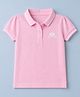 Babyhug Cotton Blend Knit Polo T-Shirt with Half Puffed Sleeves and Crown Patch - Light Pink