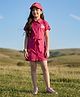Barbie by Tiny Girl Cotton Woven   Half Sleeves Bicycle Printed Shirt  Dress - Hot Pink