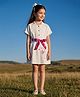 Barbie by Tiny Girl Woven Mattel  Featuring Half Sleeves Unicorn Printed Shirt Style Dress - Off White