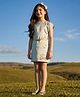 Barbie by Tiny Girl Satin Woven Mattel Featuring Half Sleeves Barbie Text Glitter Printed  Dress - Light Blue