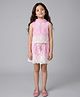Tiny Girl Woven Sleeveless Floral Embroidered Top & Skirt Set- Pink