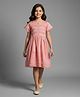 Tiny Girl Woven Half Sleeves Lace Embellished Dress - Peach