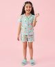 Barbie by Tiny Girl Cotton Woven Mattel Featuring Half Sleeves Strawberry Printed Coordinating Shirt & Shorts Night Suit - Blue