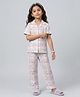 Barbie by Tiny Girl Cotton Woven Mattel Featuring Half Sleeves Barbie Printed & Checked Coordinating Shirt & Pants Night Suit - White