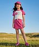 Barbie by Tiny Girl Cotton Knit Mattel Featuring Half Sleeves Barbie Printed Top & Skirt Set - Hot Pink