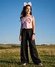 Barbie by Tiny Girl Tissue Woven Sleeveless Stud Embellished Bow Applique Detailed Top & Pant Set - Pink