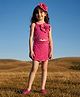 Barbie by Tiny Girl Woven Mattel Featuring Sleeveless Floral Applique Detailed Top & Skort Set - Hot Pink