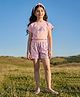 Barbie by Tiny Girl Cotton Knit Mattel Featuring Half Sleeves Barbie Printed Sequins Embellished Top & Shorts Set - Light Peach