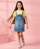 Barbie by Tiny Girl Denim Woven Mattel Featuring Barbie Printed Pinafore Dress With Half Sleeves Tee - Light Blue