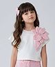 Barbie by Tiny Girl Cotton Woven  Half Sleeves Floral Applique Detailed Top - Pink