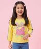 Barbie by Tiny Girl Cotton Knit Mattel Featuring Full Sleeves Barbie Text Printed Tee - Yellow
