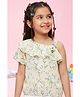 Tiny Girl Woven Sleeveless Floral Printed Top - Mustard & White