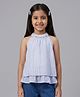 Tiny Girl Woven Sleeveless Striped  Top - Blue