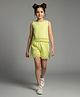 Tiny Girl Cotton Woven Sleeveless Lace Embellished  Top & Shorts Set - Lemon Yellow