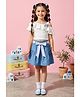 Tiny Girl Woven Sleeveless Floral Applique Detailed Top & Skirt Set - Dark Blue