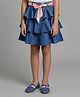 Tiny Girl Cotton Woven Bow Applique Detailed Layered Skirt - Light Blue