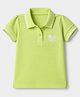 Babyhug Cotton Blend Knit Half Sleeves Polo T-Shirt with Tennis Rackets Embroidery in Limegreen