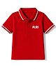 Babyhug Cotton Blend Knit Half Sleeves Polo T-Shirt with Play Text Print - Red