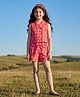 Barbie by Tiny Girl Woven Sleeveless Floral Printed Coordinating Top & Shorts Set- Hot Pink