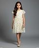 Tiny Girl Woven Frill Sleeves Heart Embroidered Dress - Cream