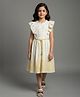 Tiny Girl Woven Frill Sleeves Floral Printed Dress - Yellow & White