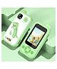 Happy Hues Kids Toy Smart Phone with Dual HD Camera & Music Player  Educational Touch Button Screen-Free Mobile Toy with Dinosaur Protective Case & Lanyard for Toddlers  Green