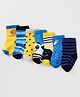 Babyhug Cotton Knit Ankle Length Striped Antibacterial Socks With Panda Design Pack of 7 - Neavy Blue Yellow Blue