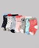 Cute Walk By Babyhug Cotton Knit Anti-bacterial Ankle Length Striped Socks With Animal & Polka Dot Design Pack of 7 - Red, White & Black