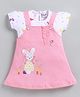 Meloni Knitted Knit Bunny Patch Detailed Pinafore Dress With Half Sleeves Tee - Peach