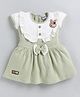 MELONI Knitted Knit Half Sleeves Bunny Face & Bow Applique Detailed Dress - Green