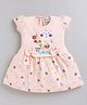 MELONI Knitted Knit Half Sleeves Cat Bunny & Floral Printed Dress - Peach
