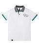 Earth Conscious Cotton Knit Half Sleeves Beach Life Text Printed Polo Tee - White