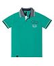 Earth Conscious Cotton Knit Half Sleeves Beach Life Text Printed Polo Tee - Green