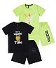 Earth Conscious 100% Cotton Knit Pack Of 2 Half Sleeves Beach Theme & Dont Waste Your Time Text Printed Tees & Shorts Set - Apple Green & Black