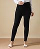 NIGHTSPREE Cotton Woven Solid Maternity Leggings - Black