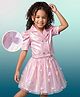 Hola Bonita Knit Short Shimmer  Sleeve Top and Butterfly Applique Mesh Skirt  - Pink