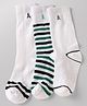 Pine Kids Cotton Knit Ankle Length Striped Socks Set Of 3 - White & Black