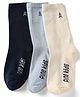 Pine Kids Cotton Knit Below Knee Length Socks With Logo Design Set Of 3 - Black, Grey & Cream