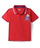 Babyhug Cotton Knit Half Sleeves Polo T-Shirt with Tiger Print - Red