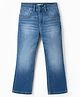 UCB Cotton Woven Knit Full Length Boot Cut Denim Jeans With Scrap & Spray - Blue