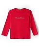 UCB 100% Cotton Knit Full Sleeves Solid T-Shirt with Benetton Glitter Print - Red